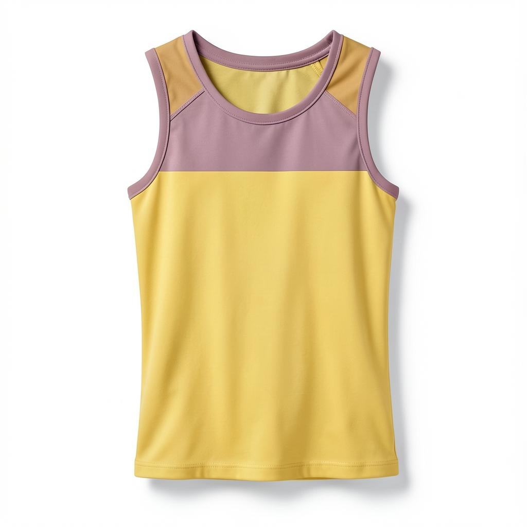 Gold club singlet with dusty-rose chest band